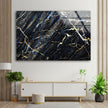 Black Marble Patterned Tempered Glass Wall Art