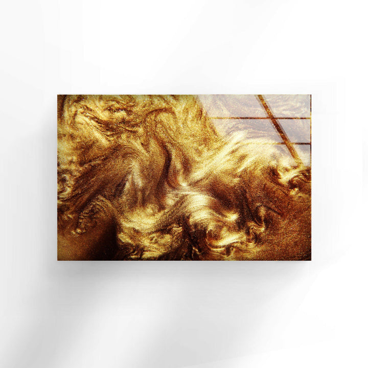 Golden Alcohol ink Abstract Glass Wall Art