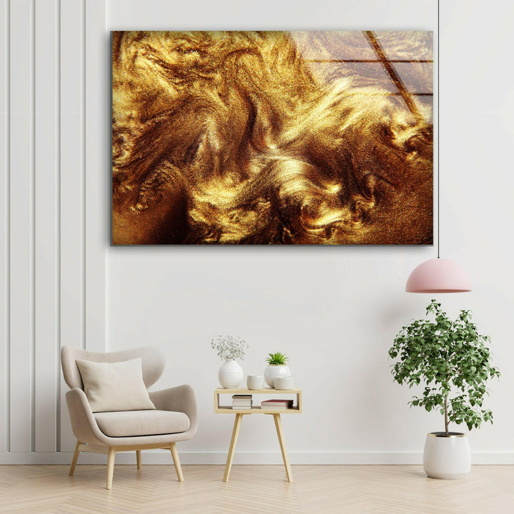 Gold Abstract Glass printing Wall Art