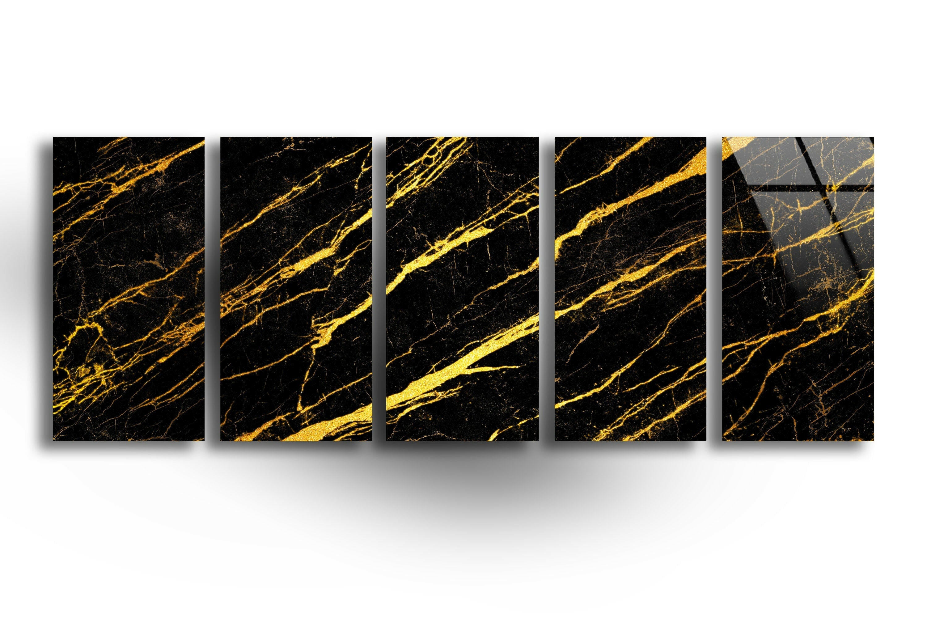Gold Abstract Tempered Glass Wall Art