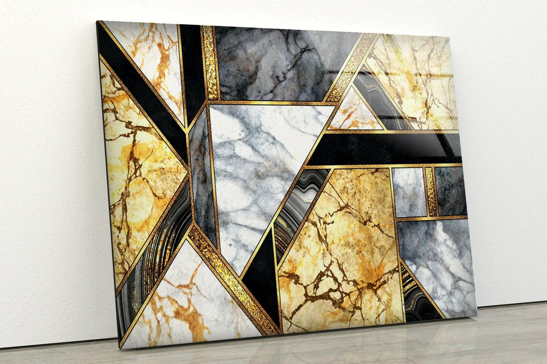 Gold Granite Marble Glass Wall Art