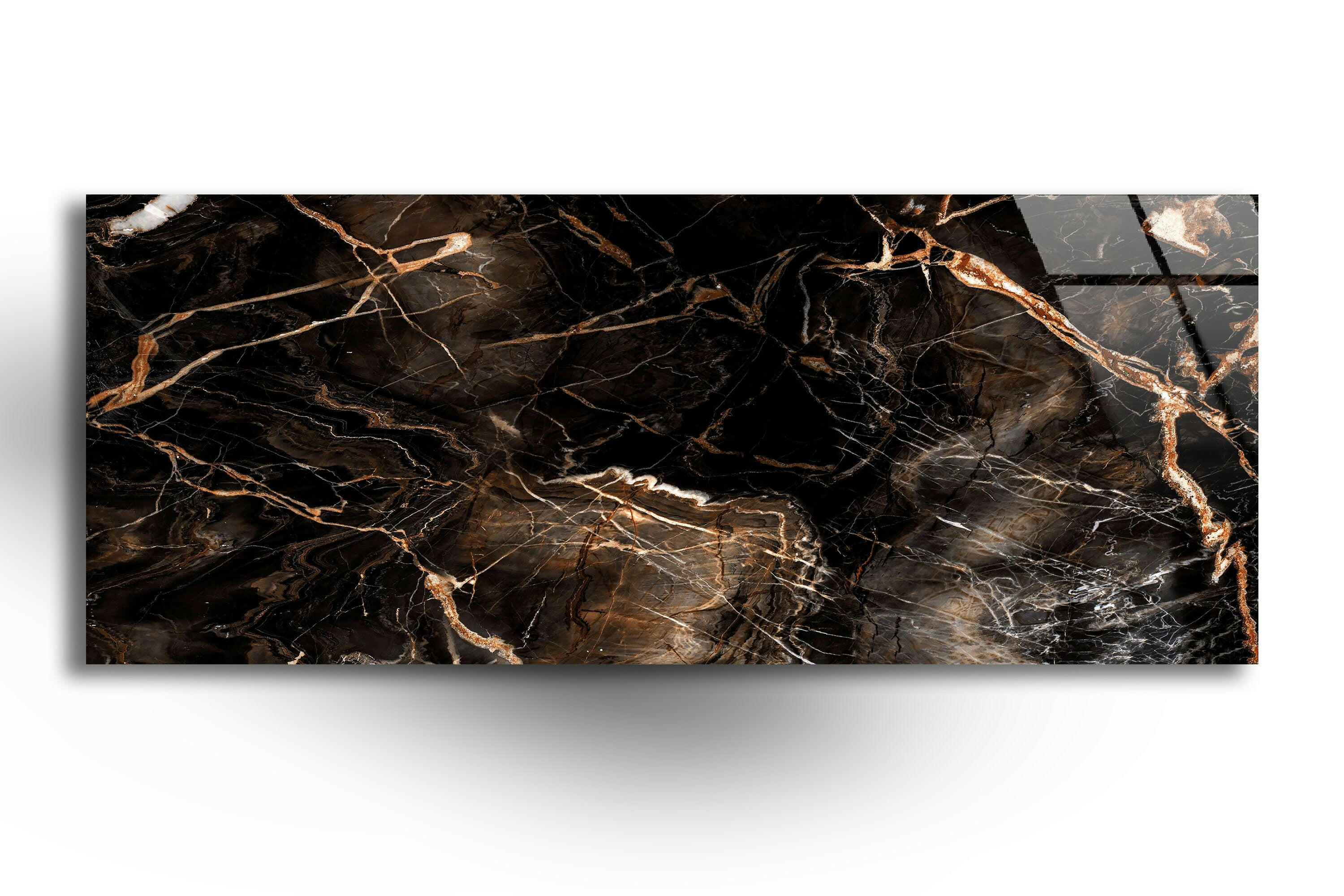 Brown Marble Tempered Glass Wall Art