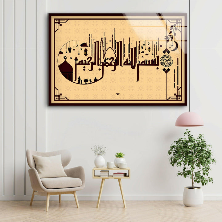 Calligraphy Style Design  Glass Wall Art | Custom Glass Pictures