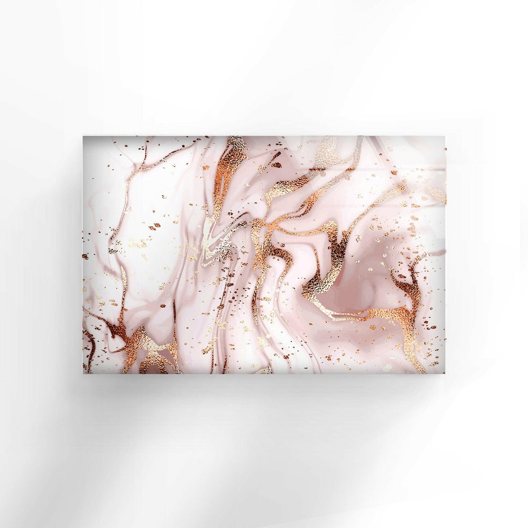 Roségoldene Wandkunst aus Glas mit Alkoholtinte
