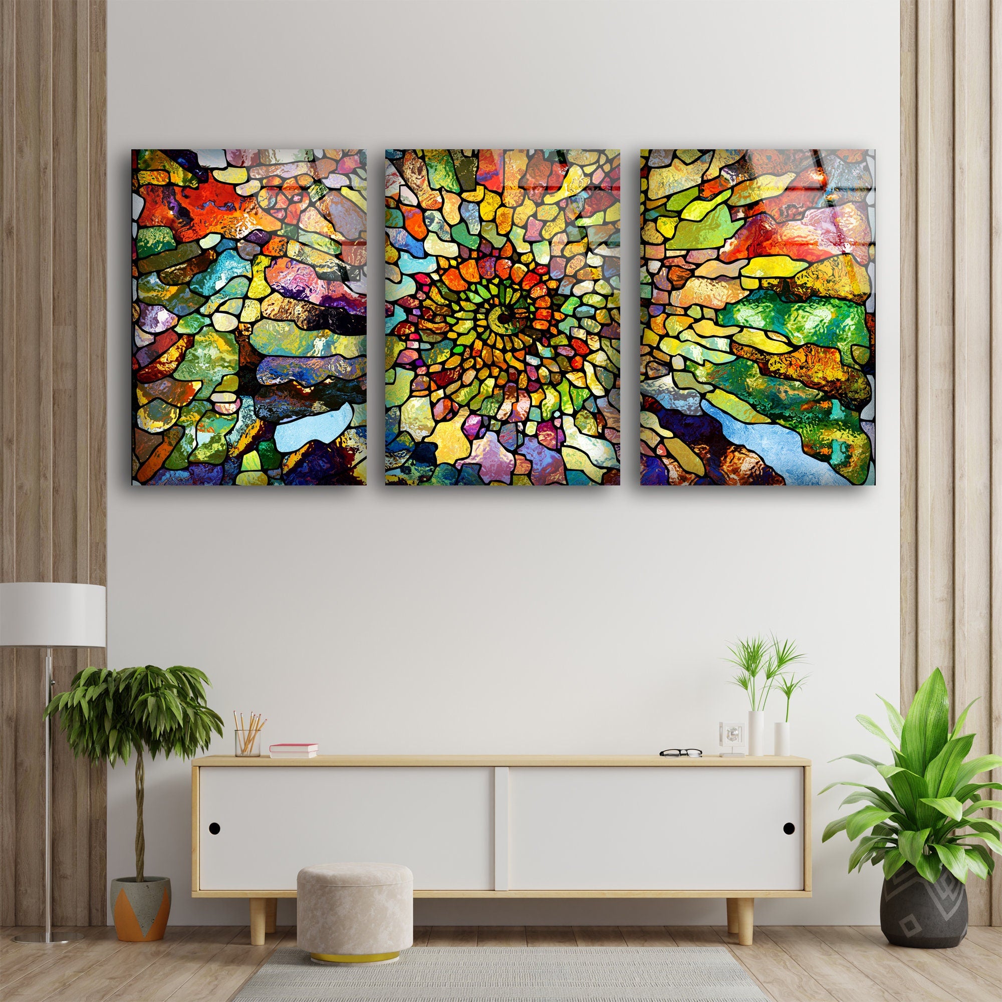 Colorful Stained Abstract Tempered Glass Wall Art