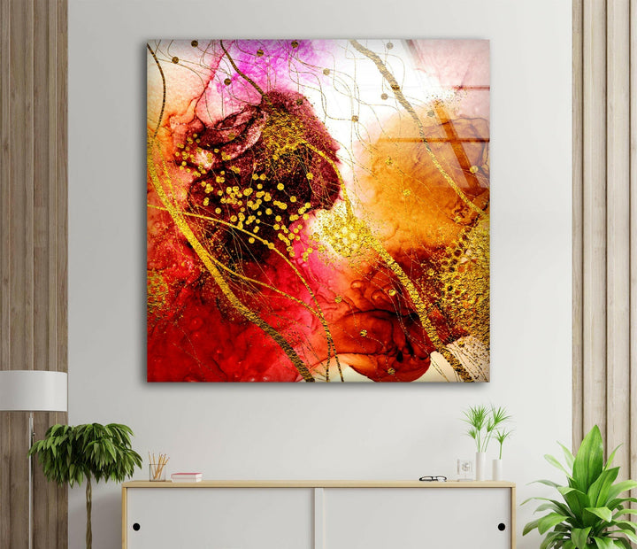 Gold Alcohol ink Art & Glass Wall Decor