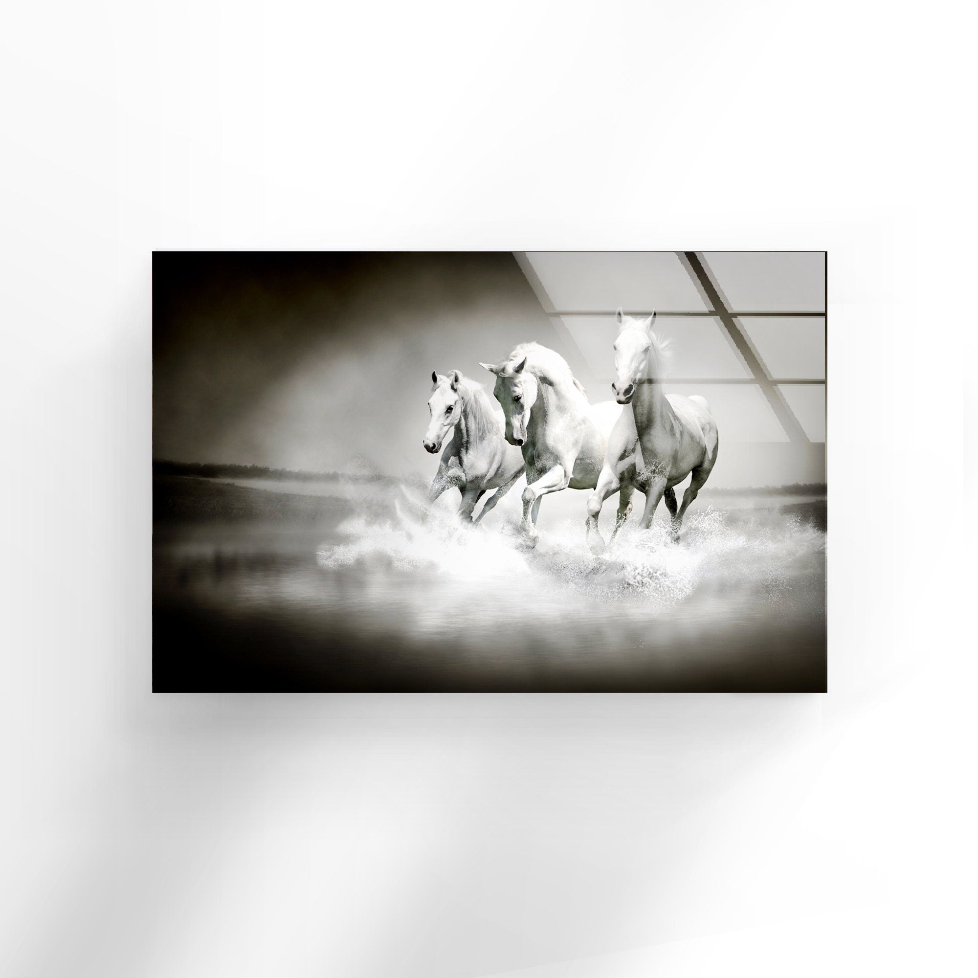 Riding Horse Tempered Glass Wall Art