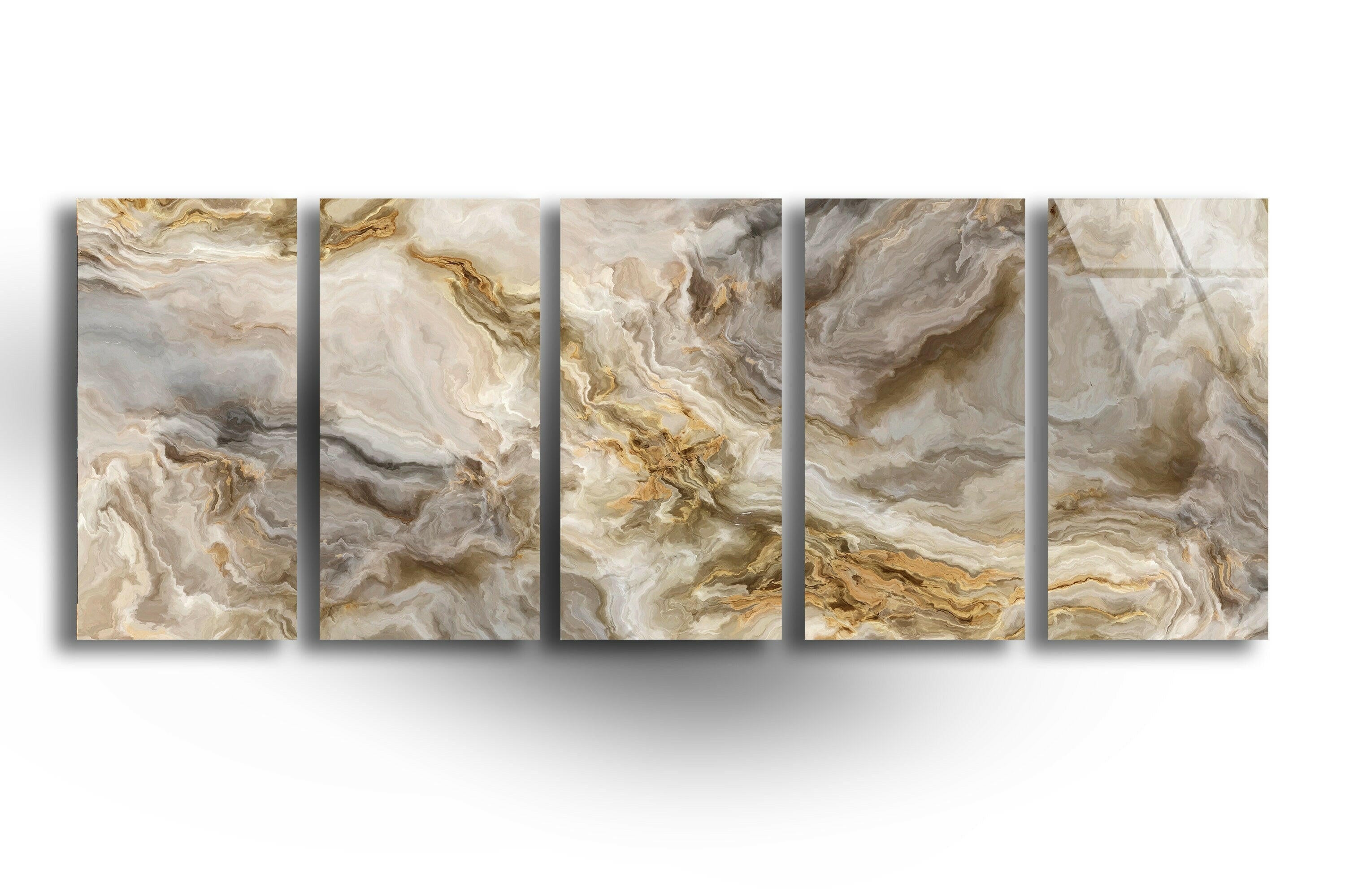 Modern Marble Panoramic Tempered Glass Wall Art