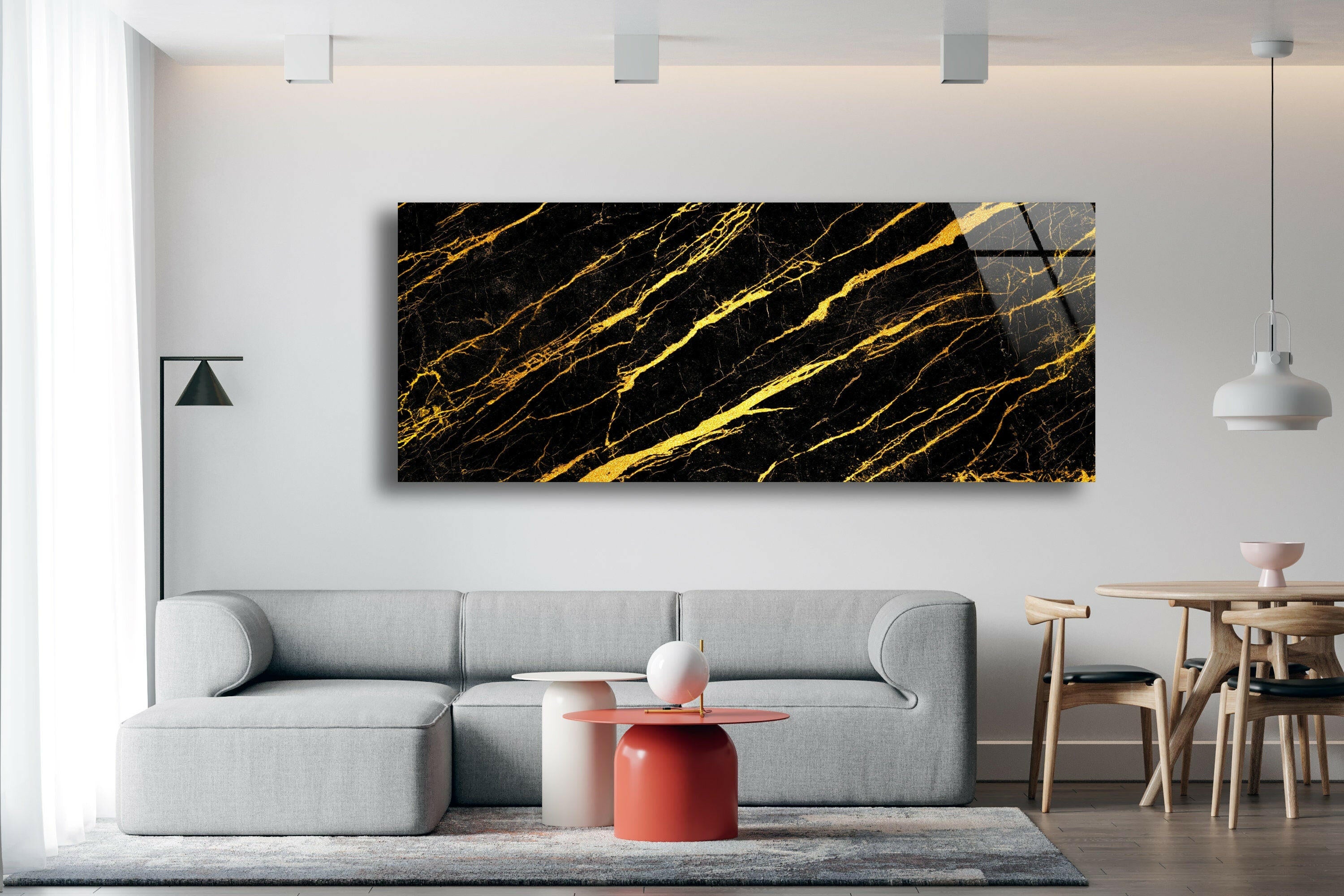 Gold Abstract Tempered Glass Wall Art