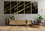 Gold Abstract Tempered Glass Wall Art