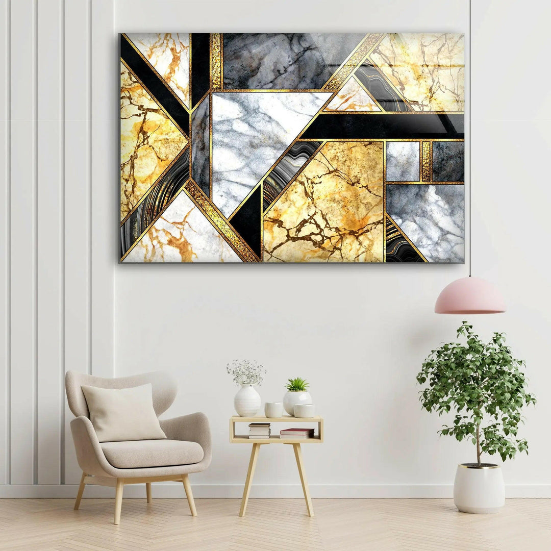 Gold Granite Marble tempered Glass Wall Art
