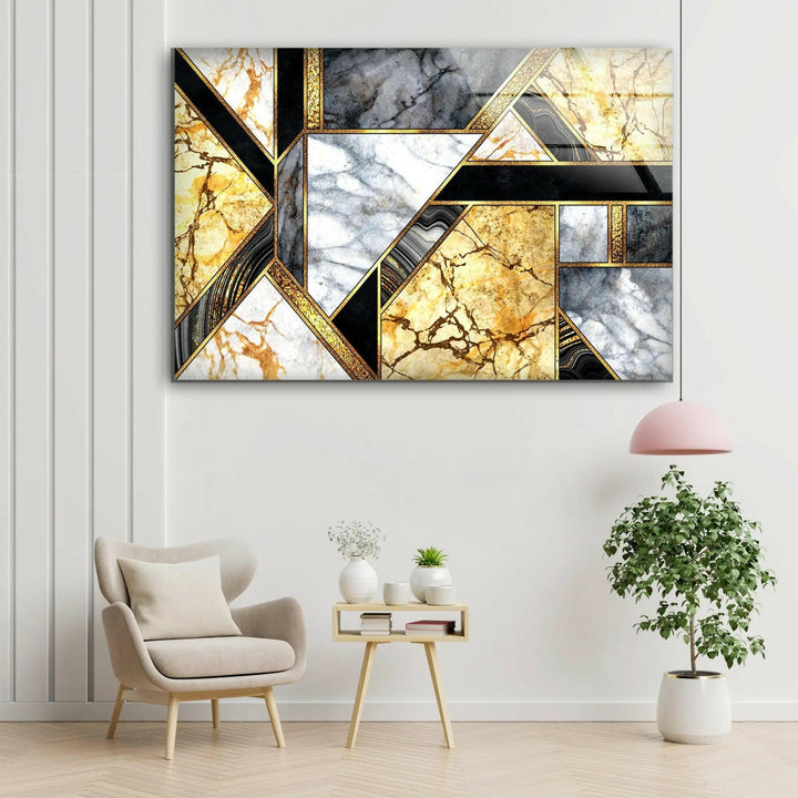 Gold Granite Marble tempered Glass Wall Art