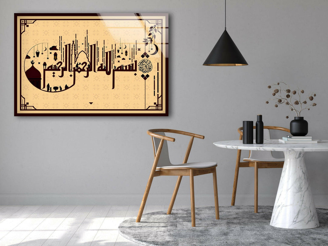 Calligraphy Style Design Picture on Glass | Elegant Wall Art