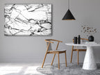 White Marble Tempered Glass Wall Art