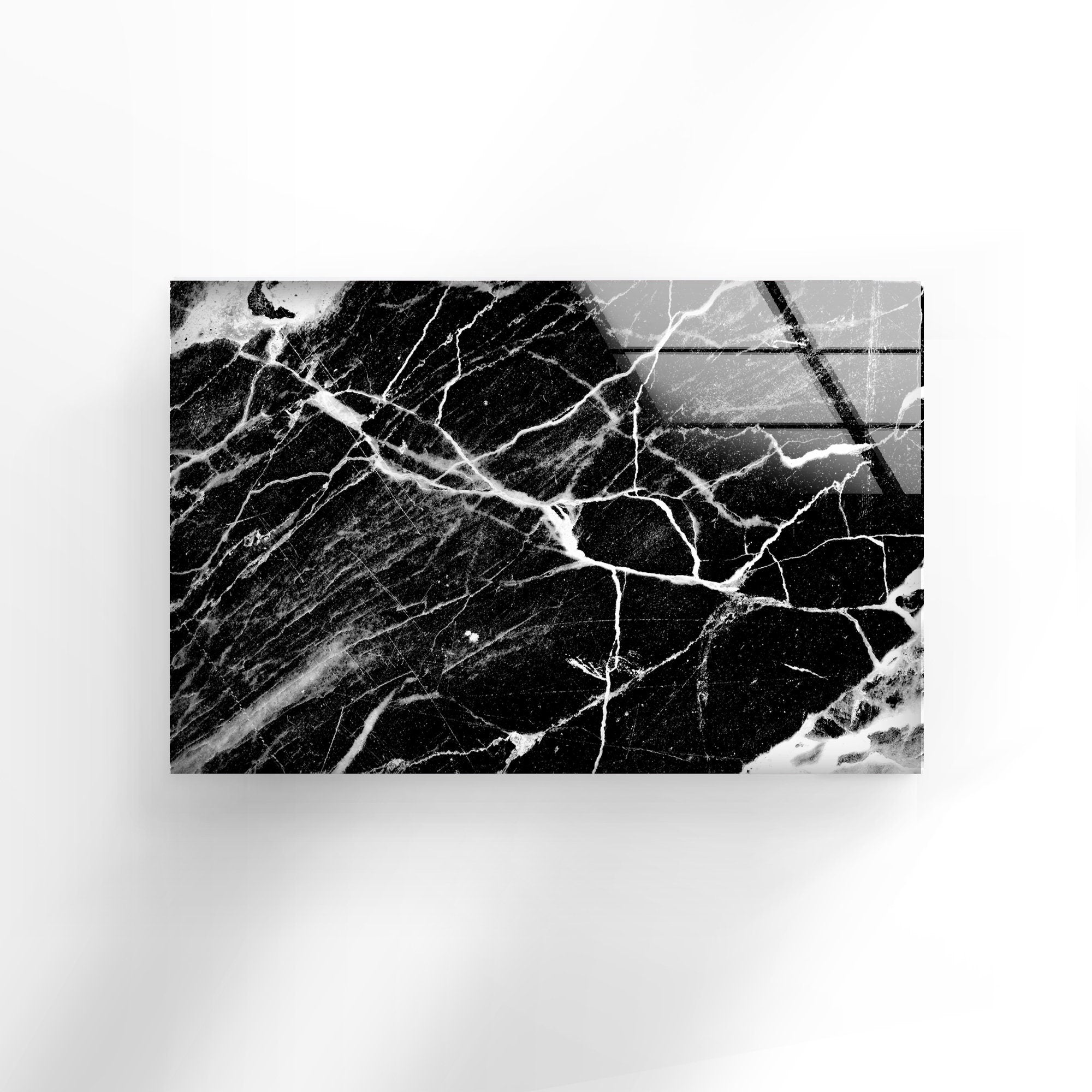 Black Marble Abstract Tempered Glass Wall Art
