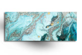 Blue Golden Decor Tempered Glass Wall Art