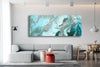 Blue Golden Decor Tempered Glass Wall Art