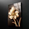 Golden Flower Tempered Glass Wall Art