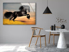 Black Horse Tempered Glass Wall Art