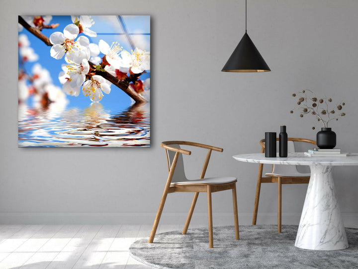 Cherry Tree Branch In Bloom Glass Wall Art, glass image printing, glass prints from photos
