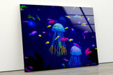 Aquarium Jellyfish Tempered Glass Wall Art