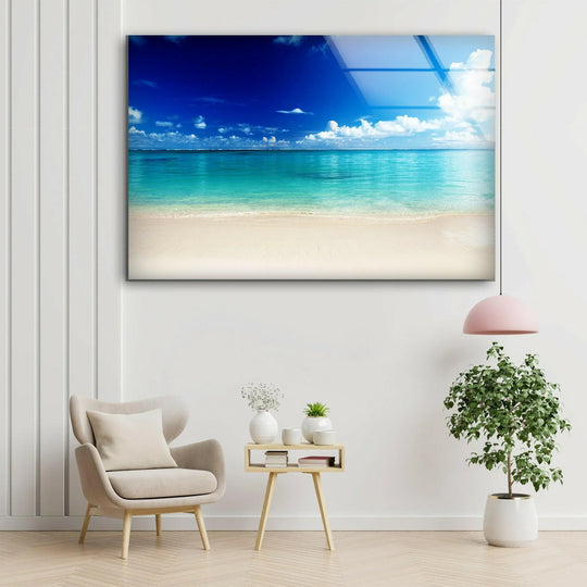 Tropical Maldives Beach Glass Wall Art - MyPhotoStation