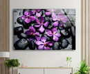 Orchid and Stones Tempered Glass Wall Art