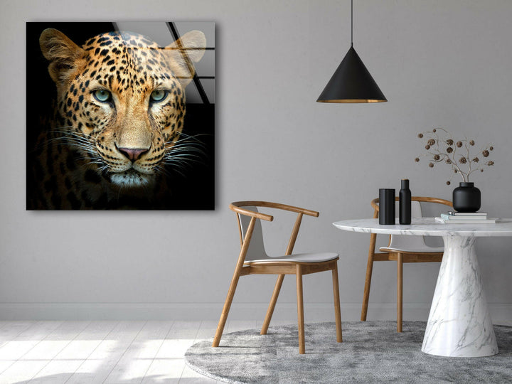 Leopard Portrait Glass Wall Art custom glass pictures, glass art prints