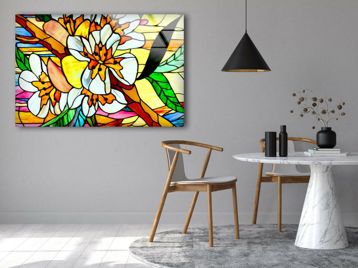 Floral Stained-Glass Window Glass Wall Art, glass image printing, glass prints from photos
