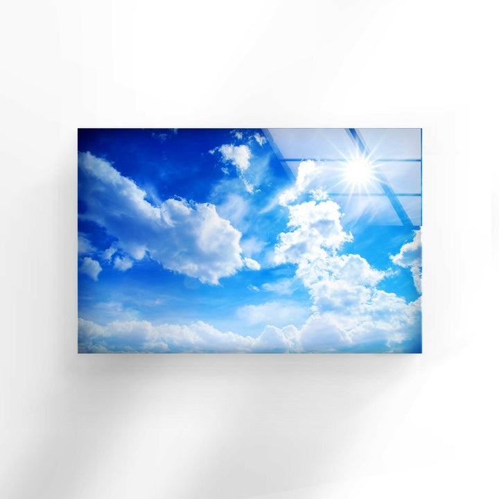 Dreamy Cloudscape on a Sunny Day – High-Definition Glass Wall Art
