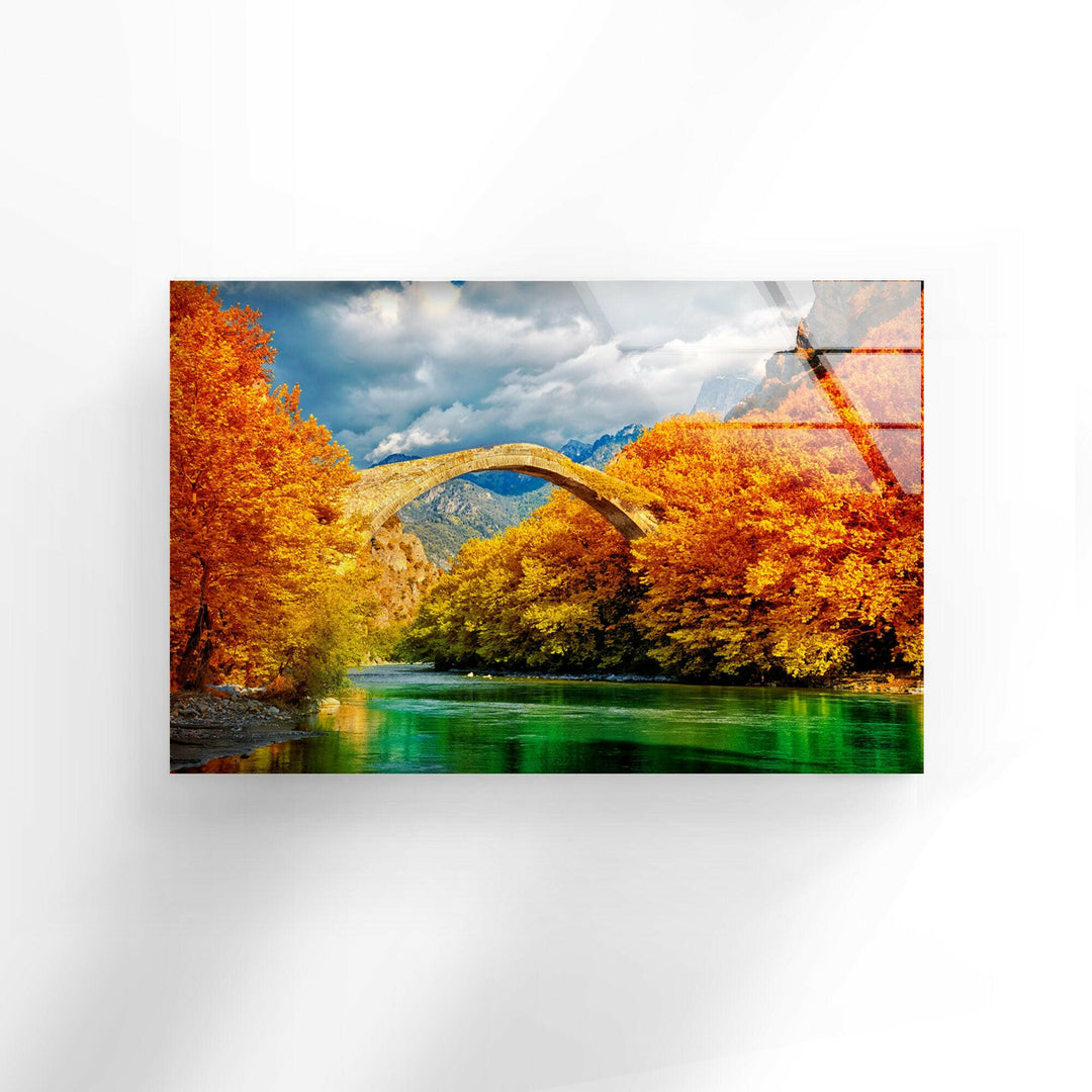 Golden Leaves & Crystal-Clear Water – A Mesmerizing Landscape Print
