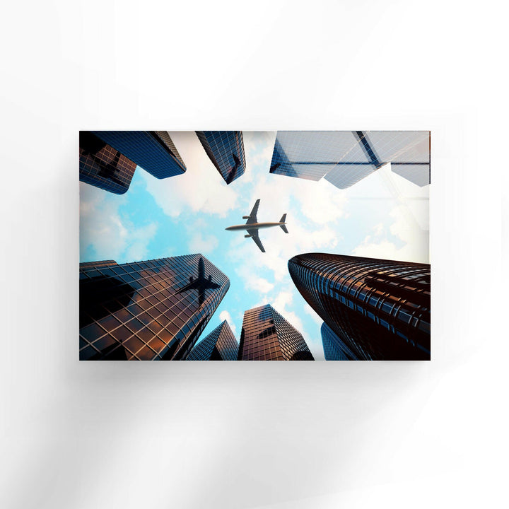 City Photo and Plane Glass Wall Art, glass pictures for Wall, glass prints wall art