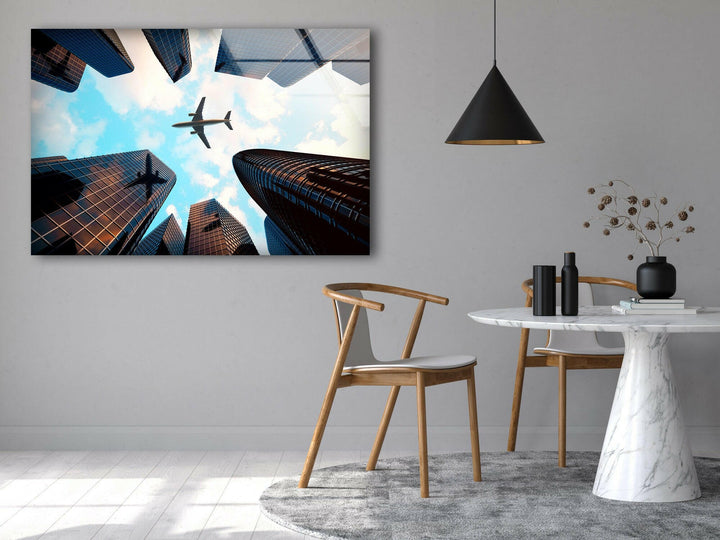 City Photo and Plane Glass Wall Art, Glass Printing Wall Art, Print photos on glass