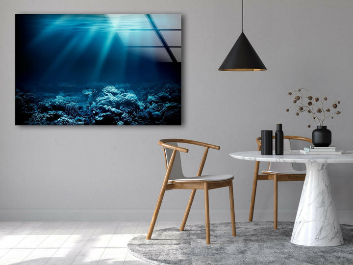Sunbeams Filtering Through the Sea – A Mesmerizing Glass Wall Art

