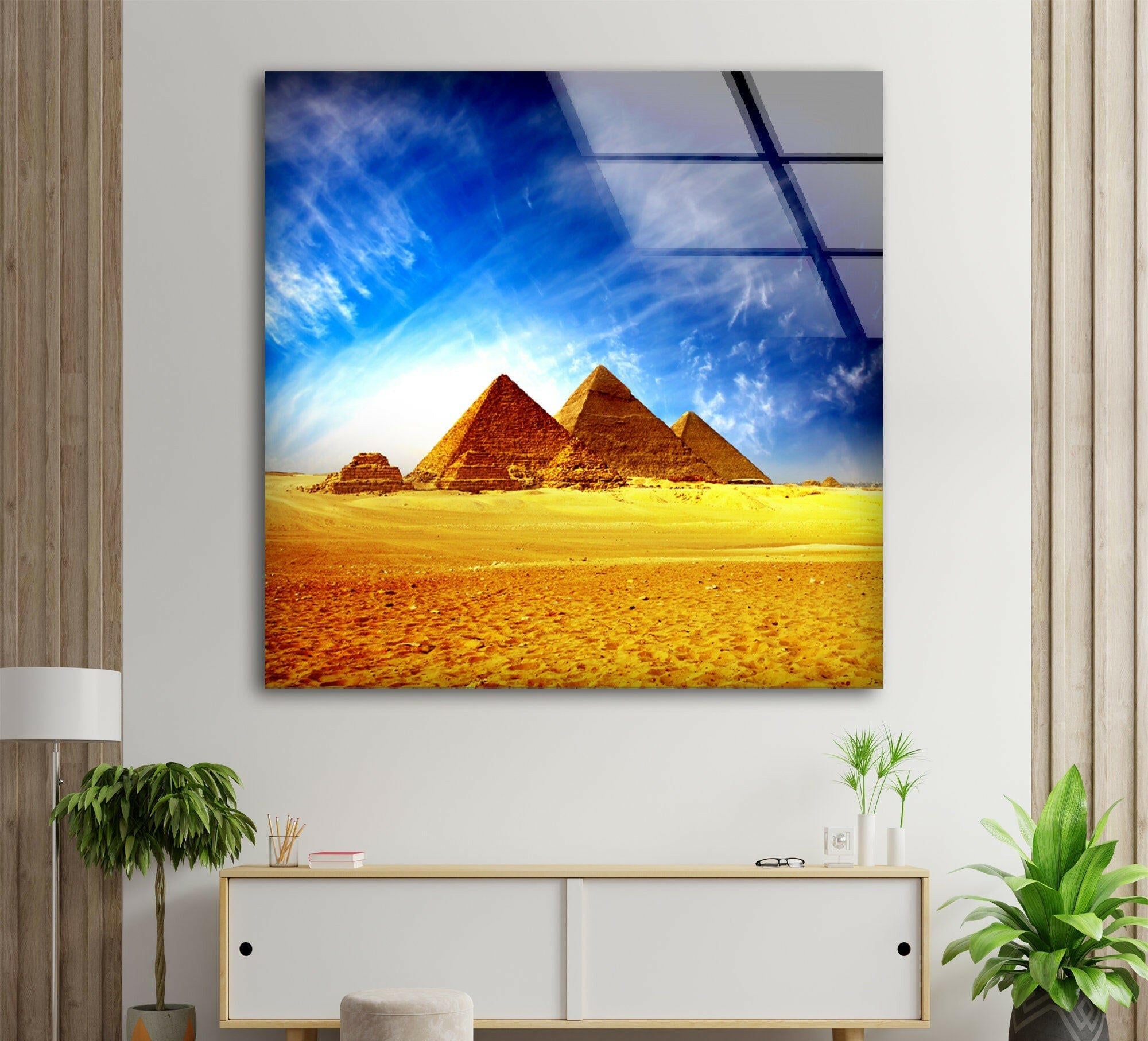 Egyptian Pyramids Tempered Glass Wall Art