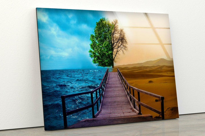 Half Ocean, Half Desert – A Breathtaking Artistic Glass Print
