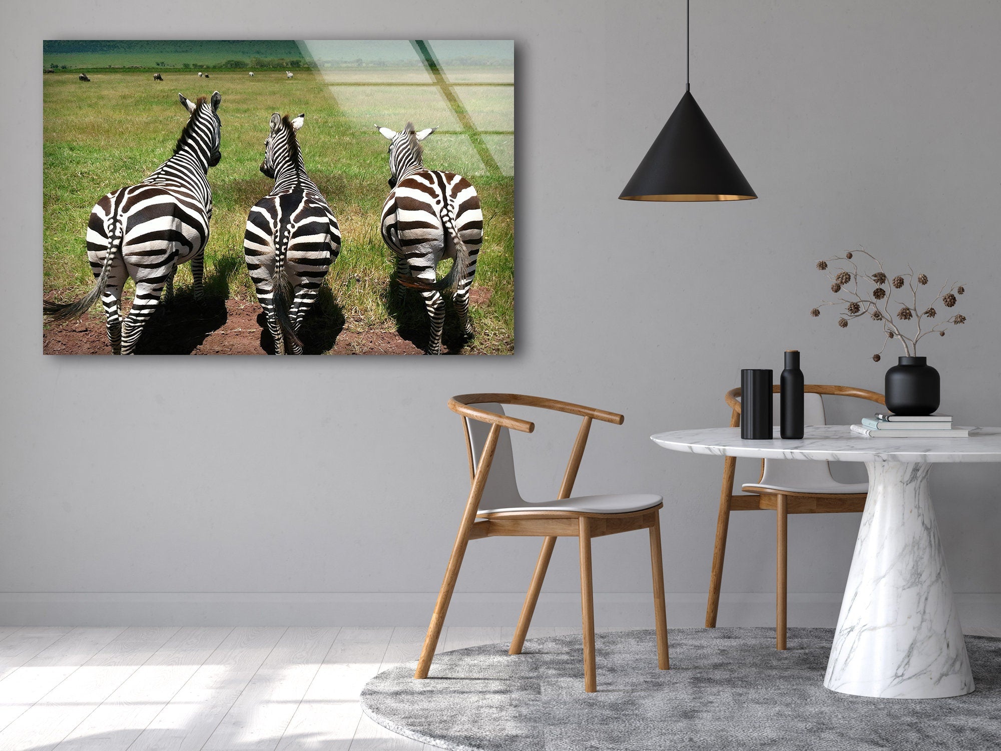Safari View Zebra Tempered Glass Wall Art