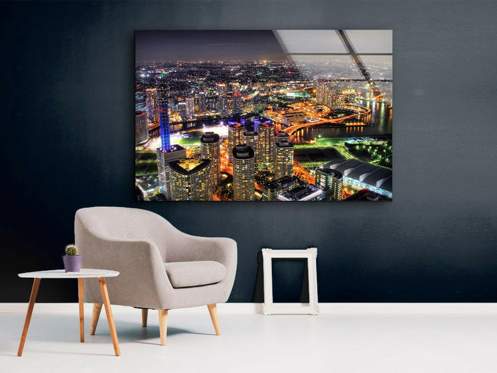 Yokohama Landscape Glass Wall Art print picture on glass, Tempered Glass Wall Art