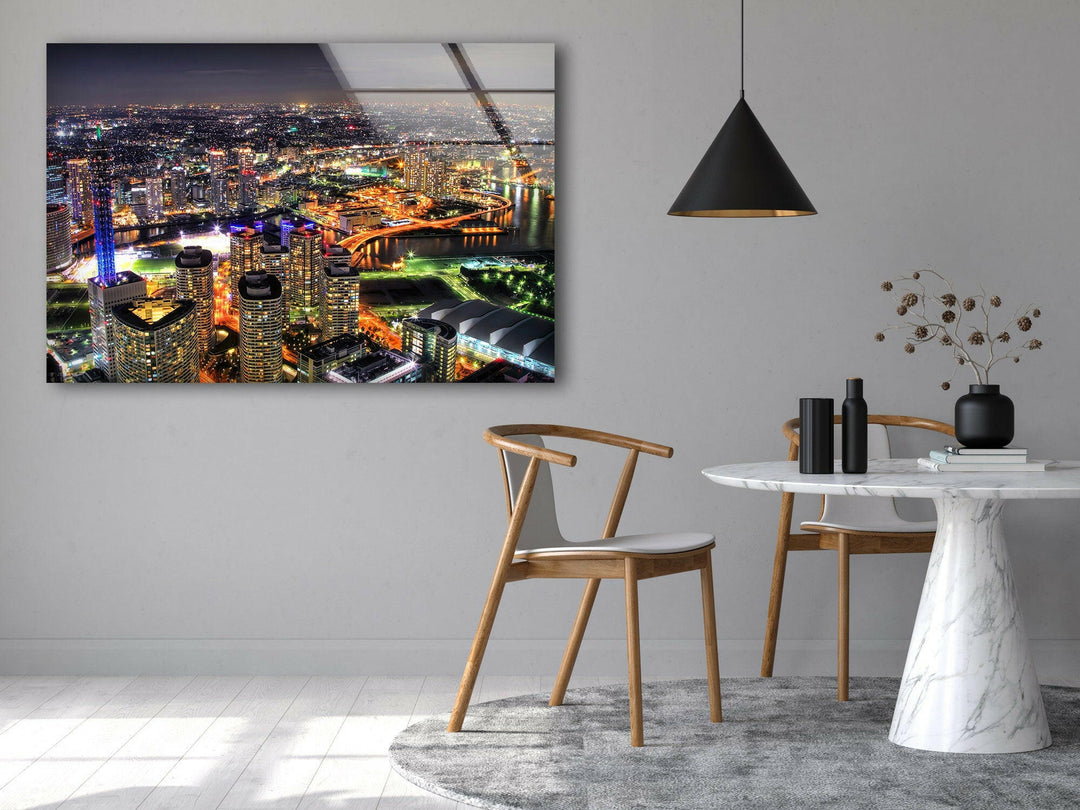 Yokohama Landscape Glass Wall Art glass art painting, glass art for the Wall
