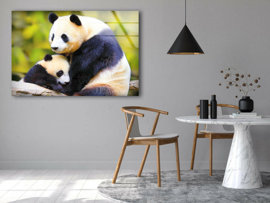 Panda Family Glass Wall Art art glass wall art, glass wall art pictures