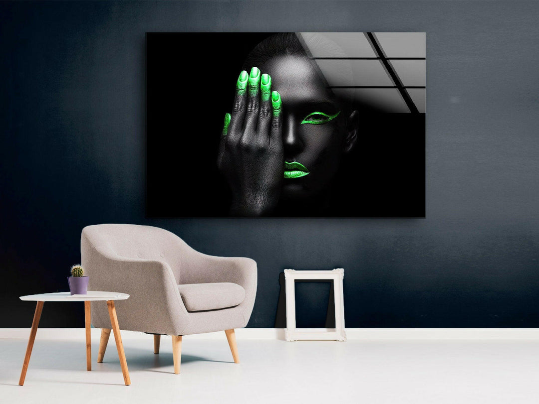 Neon Woman Face Tempered Glass Wall Art - MyPhotoStation