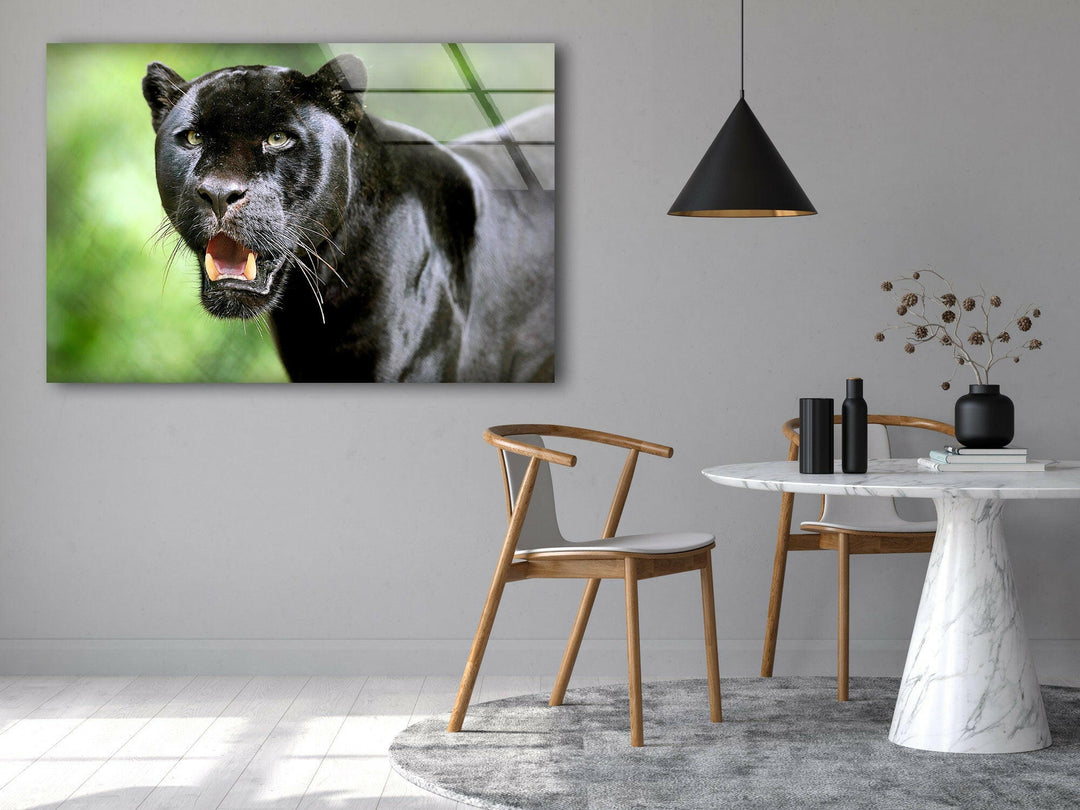 Black Panther Glass Wall Art glass art painting, glass art for the Wall