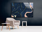 Dark Blue Abstract Tempered Glass Wall Art