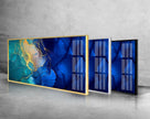 Blue Green Abstract Tempered Glass Wall Art