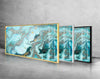 Blue Golden Decor Tempered Glass Wall Art