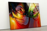 Red and Green Abstract Tempered Glass Wall Art