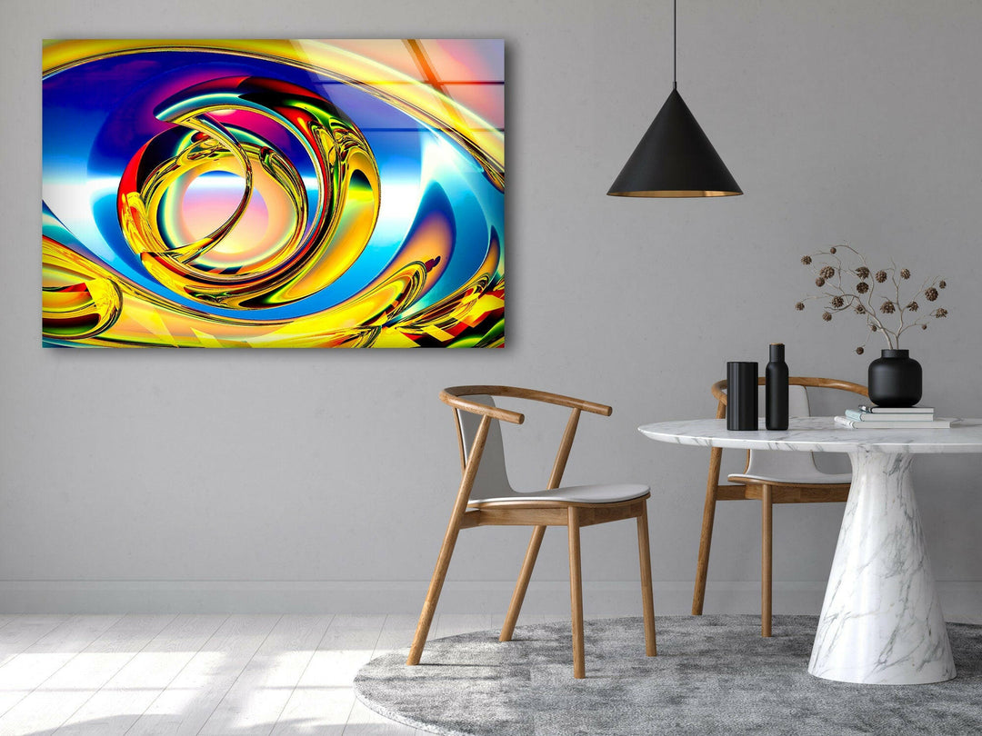 Golden Fractal Abstract Glass Wall Art glass photo prints, glass picture prints
