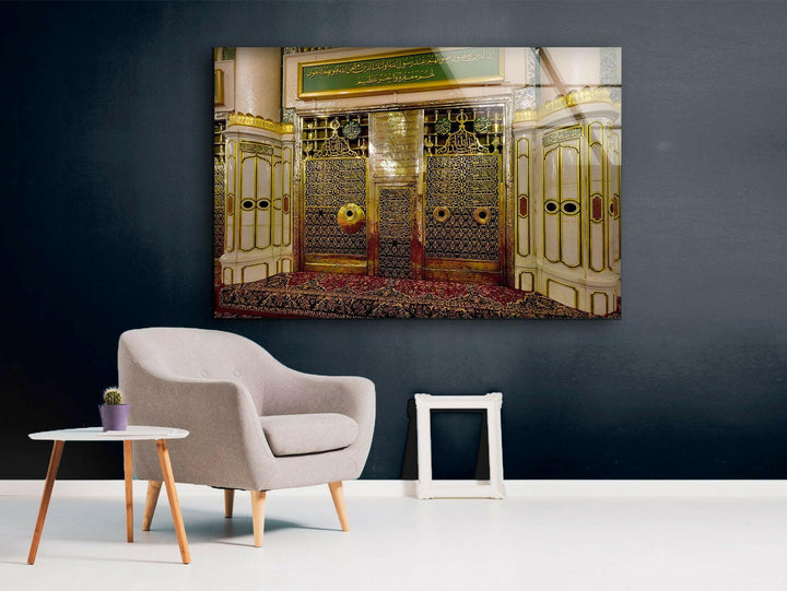 Masjid and Nabawi Islamic Picture on Glass | Elegant Wall Art