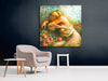 Oil Painting Woman Floral Tempered Glass Wall Art