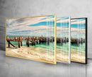 Beach Dock Tempered Glass Wall Art